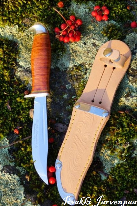 Jarvenpaa Harma Knife Red Scandi Viking Hunting Finland