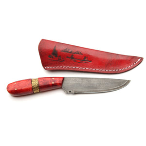 River Traders French Large Red Wire Wrapped with Pictoric Sheath Knife FL-RW-G