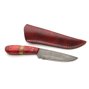 River Traders French Large Red Wire Wrapped with Pebbled Sheath Knife FL-RW-P