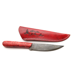 River Traders Hudson Bay Roach Belly Red with Pictoric Sheath Knife HBRB-R-G