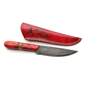 River Traders Hudson Bay Roach Belly Red Wire Wrapped with Pictoric Sheath Knife HBRB-RW-G