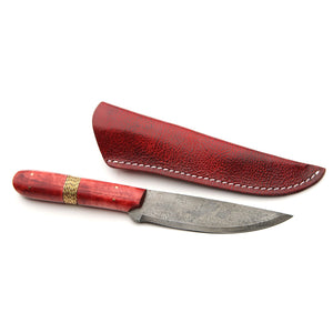 River Traders Hudson Bay Roach Belly Red Wire Wrapped with Pebbled Sheath Knife HBRB-RW-P